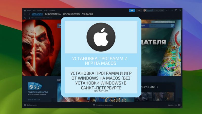 Установка программ и игр от Windows на MacOS (без установки Windows) в Санкт-Петербурге